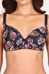 PrettyCat Lightly Padded Floral T-shirt Bra With Bows - Navy Blue — thumbnail 5